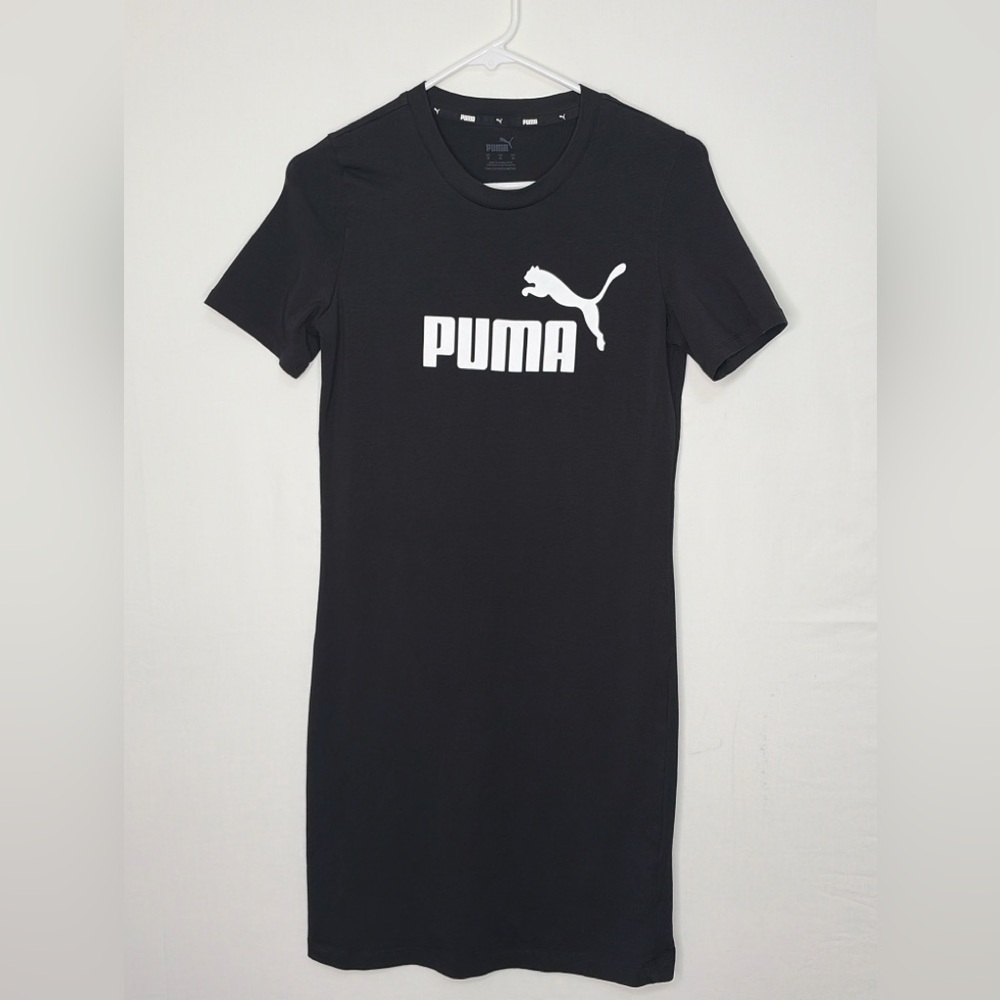 PUMA Women’s size M Black Logo T-Shirt Dress Cotton Stretch Casual(E18)✨ - Picture 3 of 9